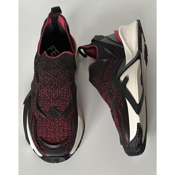 NIB 1050 Fendi Flow Men's Fabric Black/Red Sneakers 11 US (Fendi 10) 7E1504 IT